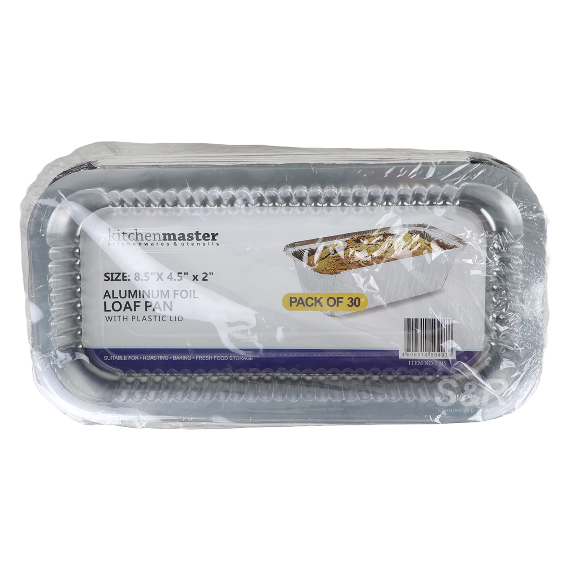 Kitchen Master Aluminum Foil Loaf Pan with Plastic Lid 8.5x4.5x2in 30pack